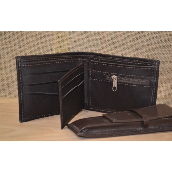 Portfel skórzany ciemnobrązowy męski .